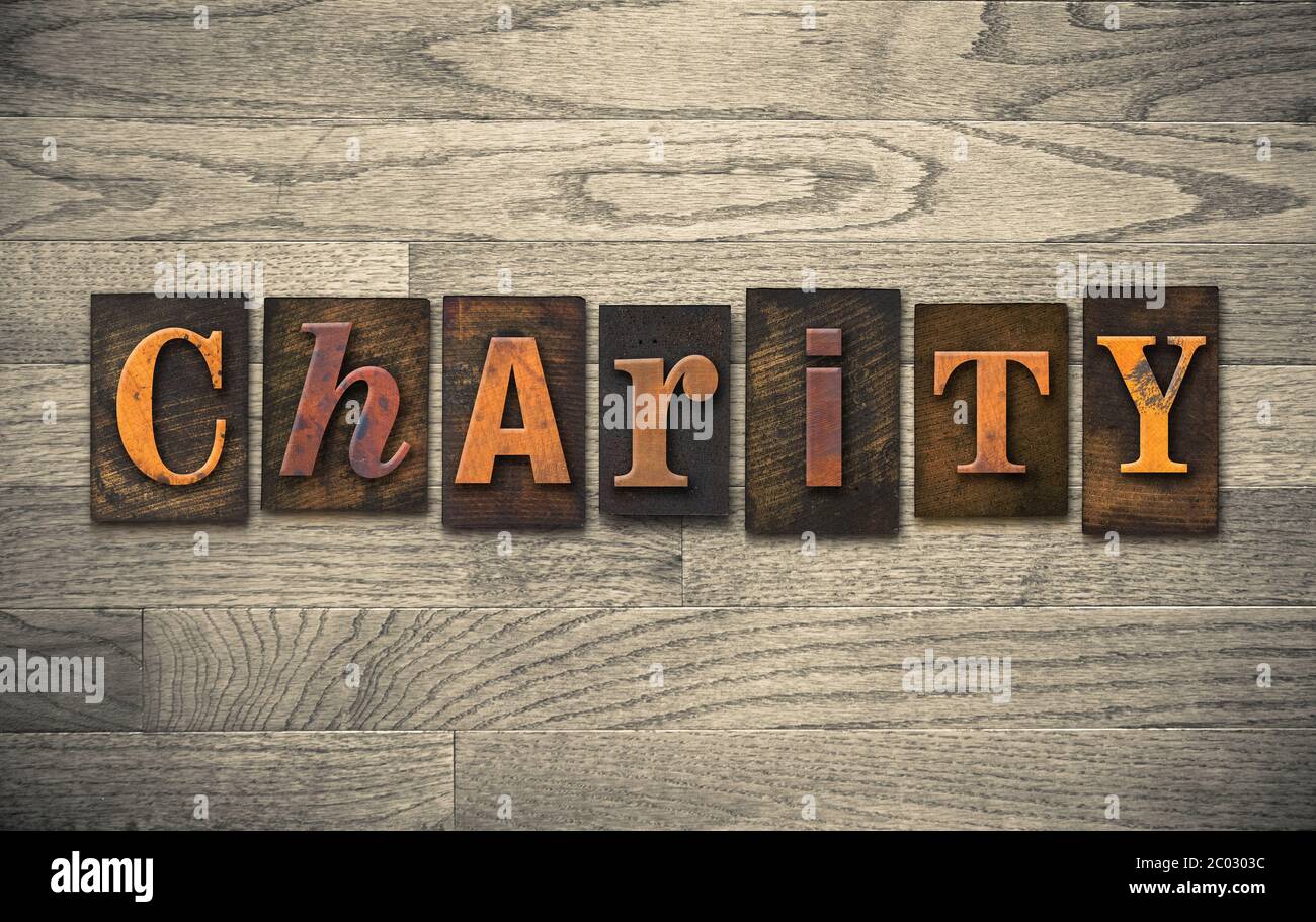 Concept de typographie en bois de charité Banque D'Images