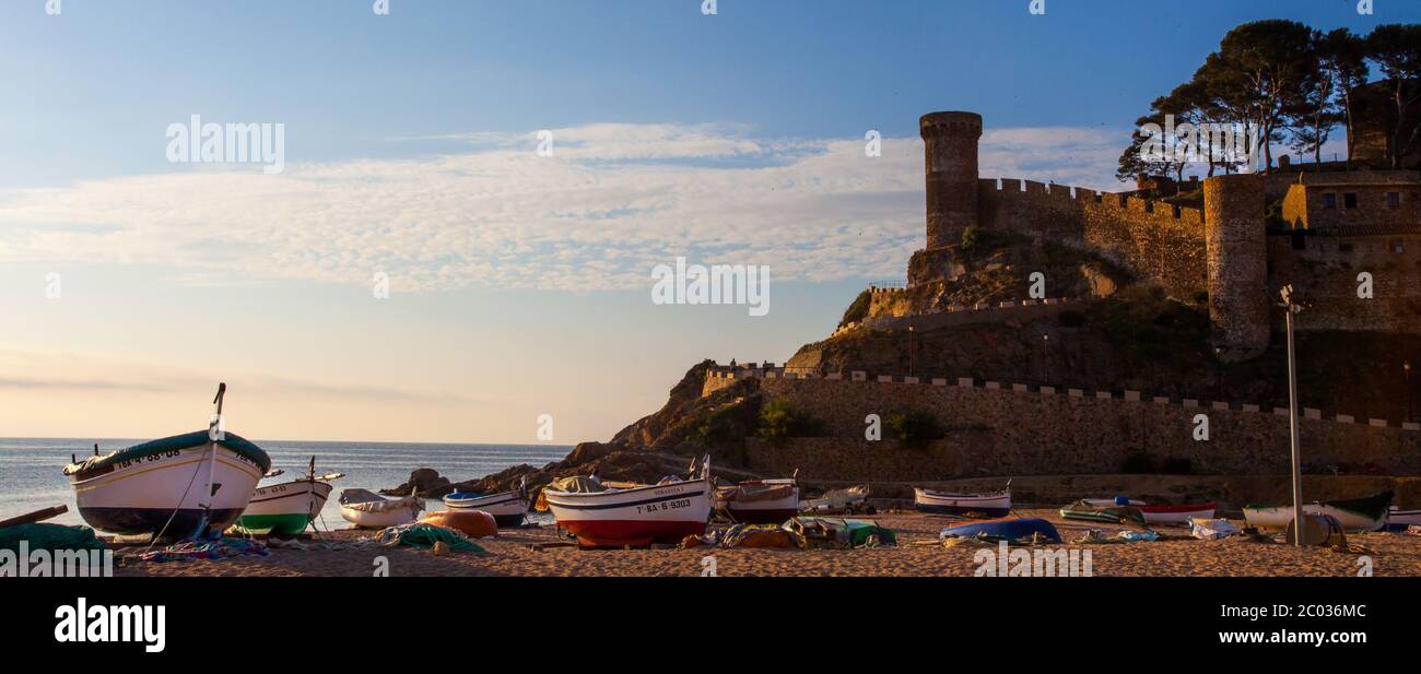 Tossa de Mar, Espagne, ancienne forteresse Vila Vella Banque D'Images