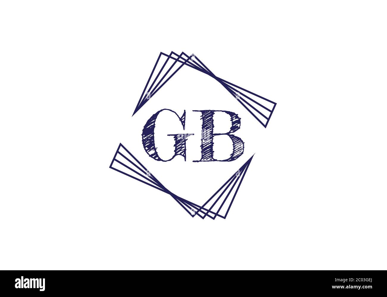 Modèle vectoriel de conception de logo initial de la lettre GB du monogramme. Logo lettre GB Illustration de Vecteur