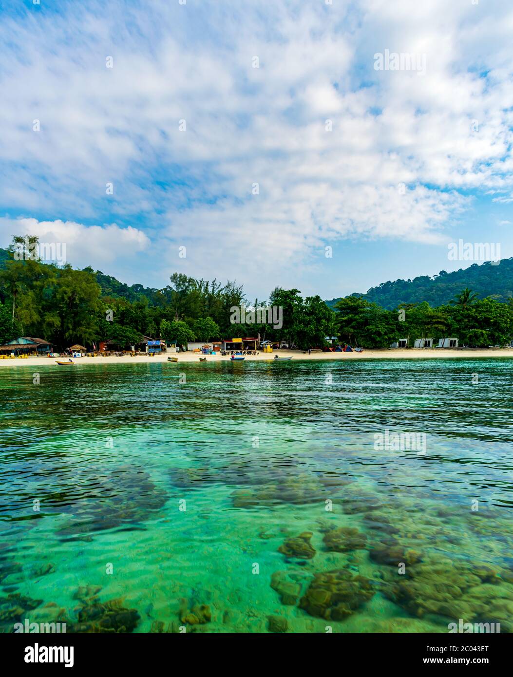 Bubble Beach, Besar, îles Perhentiennes, Malaisie; mai-2019; une belle plage Banque D'Images
