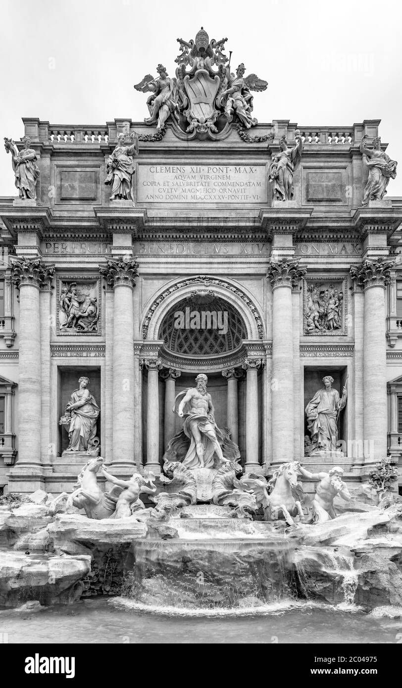 SBL0006NB - Fontaine de Trévi Rome Italie - Tableau déco Ville Noir et Blanc