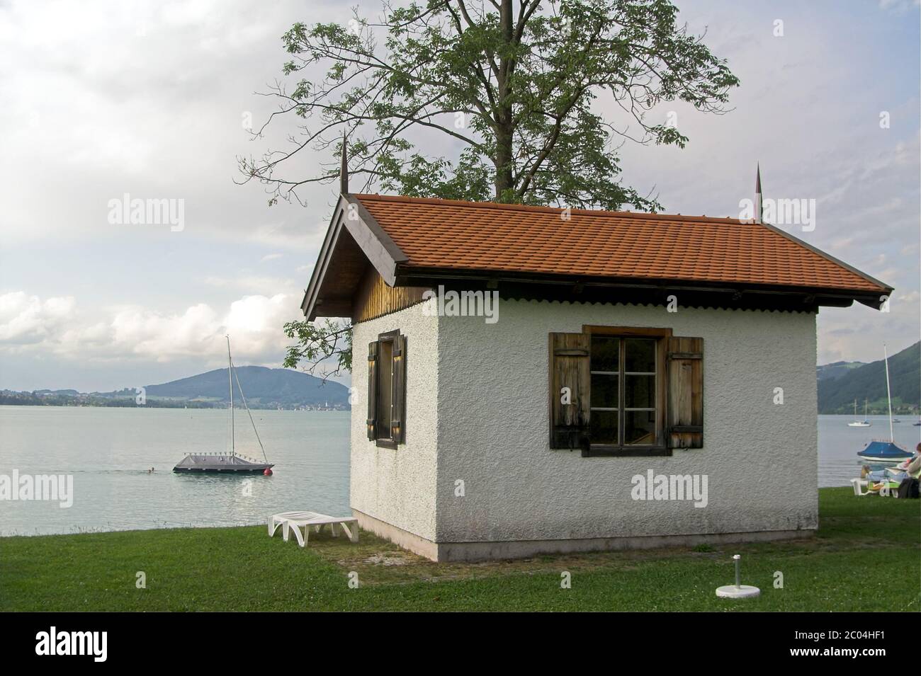 Steinbach am Attersee, Österreich, Gustav Mahlers Komponierhäuschen. Steinbach am Attersee, Autriche, maison du compositeur, studio de Gustav Mahler. Banque D'Images