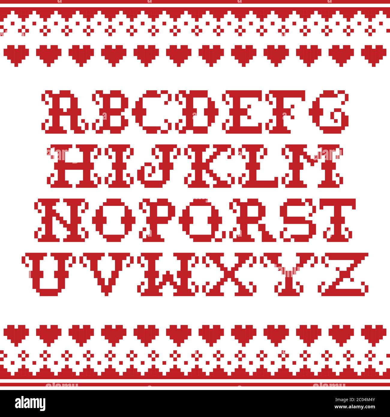 Modèle alphabet tricots sans couture motif d'hiver rouge vectoriel - style jacquard traditionnel maille Illustration de Vecteur
