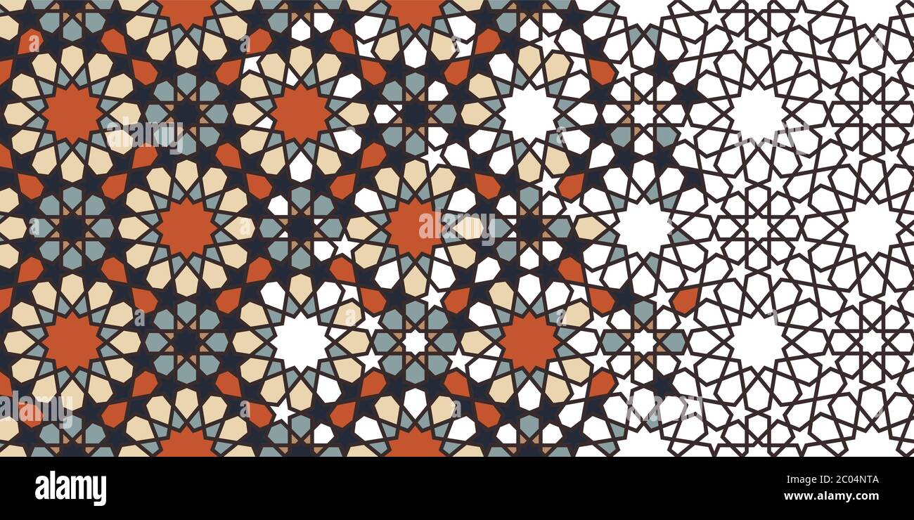 Papier peint en mosaïque marocaine. Répétition de la bordure du vecteur, de la répétition, de l'arrière-plan. Illustration de Vecteur