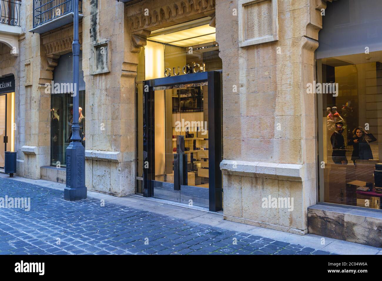 Gucci shop à Beyrouth Souks zone commerçante dans le centre-ville de Beyrouth, Liban Banque D'Images