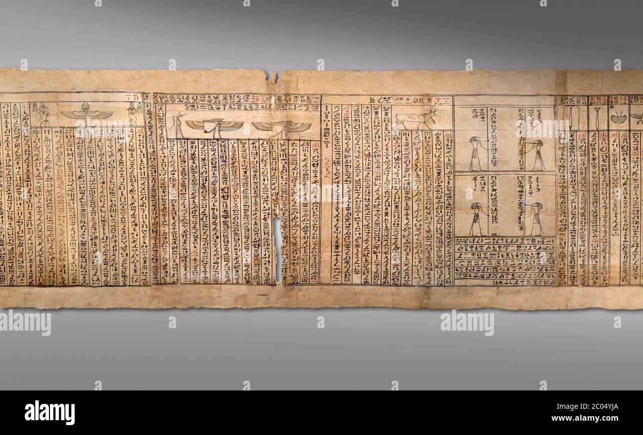 Livre égyptien antique des morts papyrus - Spell 126 - que dire dans le jugement devant Osiris, Livre des morts de Iufankh, période Ptolemaic (332- Banque D'Images