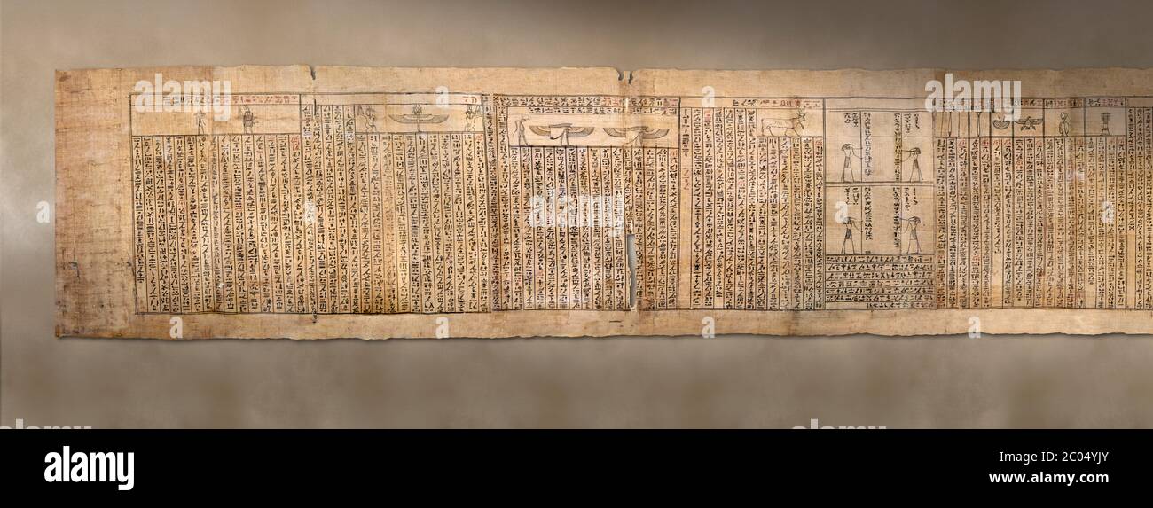 Livre égyptien antique des morts papyrus - Spell 126 - que dire dans le jugement devant Osiris, Livre des morts de Iufankh, période Ptolemaic (332- Banque D'Images