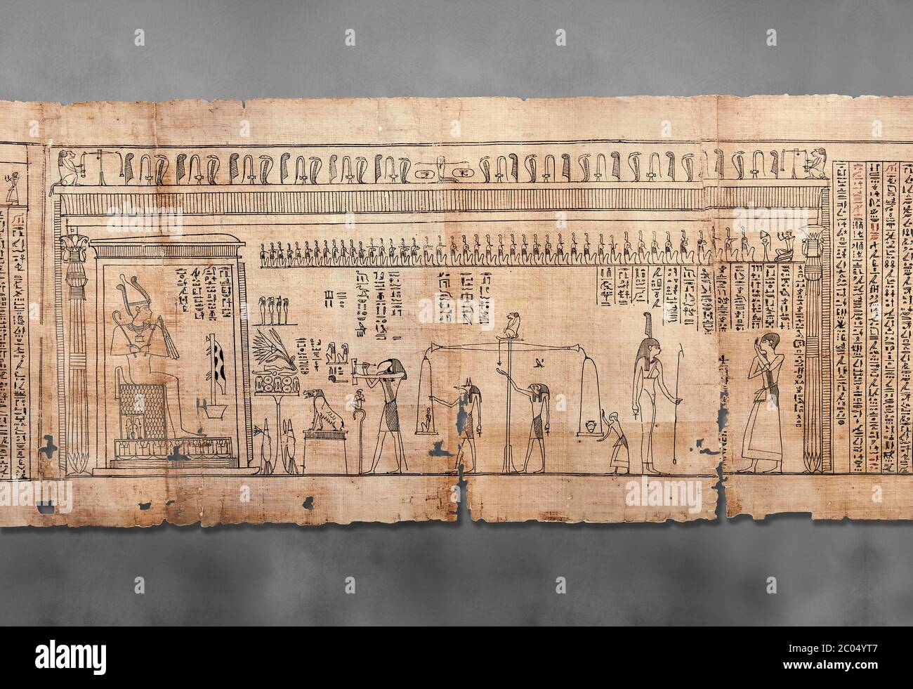 Livre égyptien antique des morts papyrus - Spell 126 - que dire dans le jugement devant Osiris, Livre des morts de Iufankh, période Ptolemaic (332- Banque D'Images