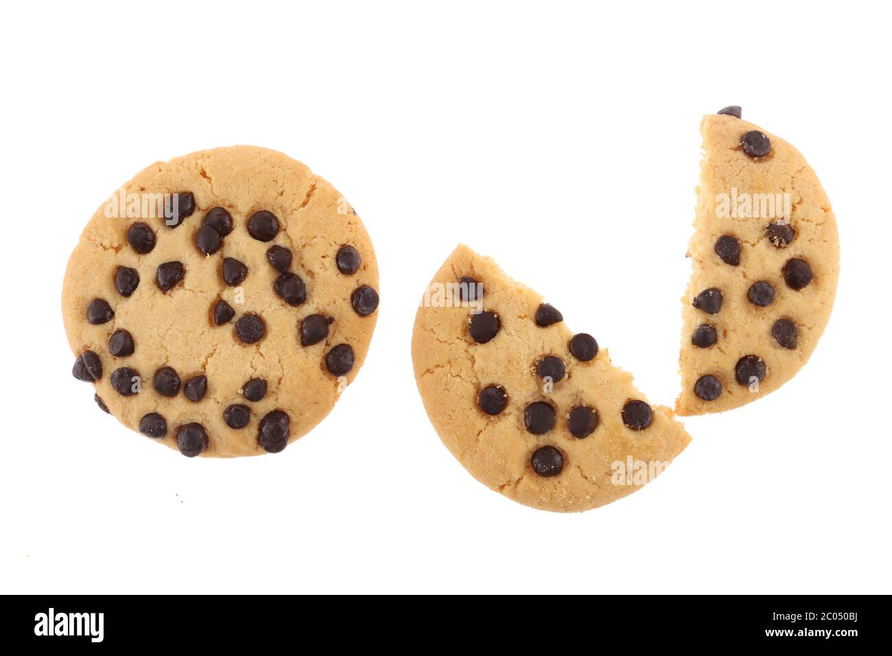 Une photo de la tête de biscuits de pépites de chocolat avec une tranche de chocolat, avec espace de copie Banque D'Images