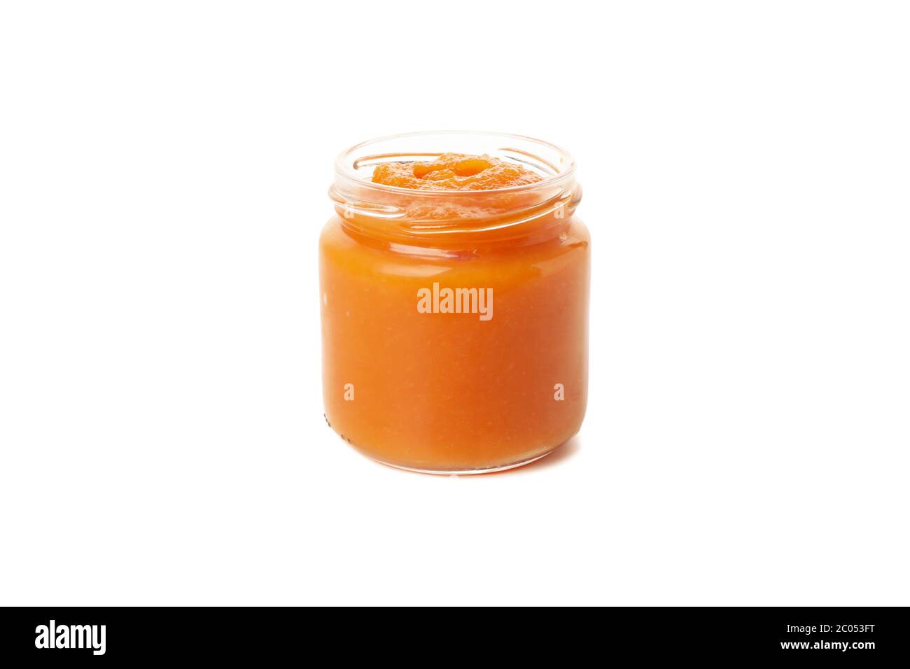Pot En Verre Avec Nourriture Saine Pour Bebe Isole Sur Fond Blanc Photo Stock Alamy