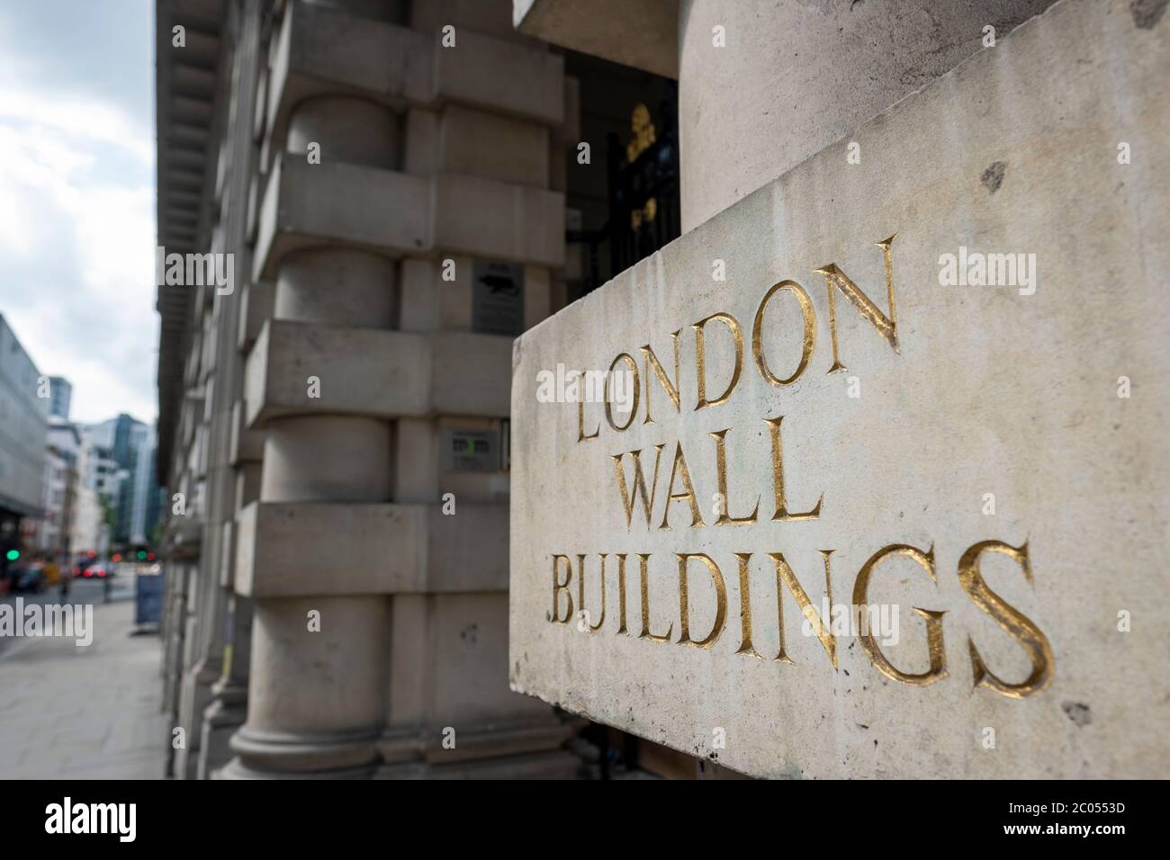 UK- London Wall Buildings on London Wall, une rue de la City de Londres Banque D'Images