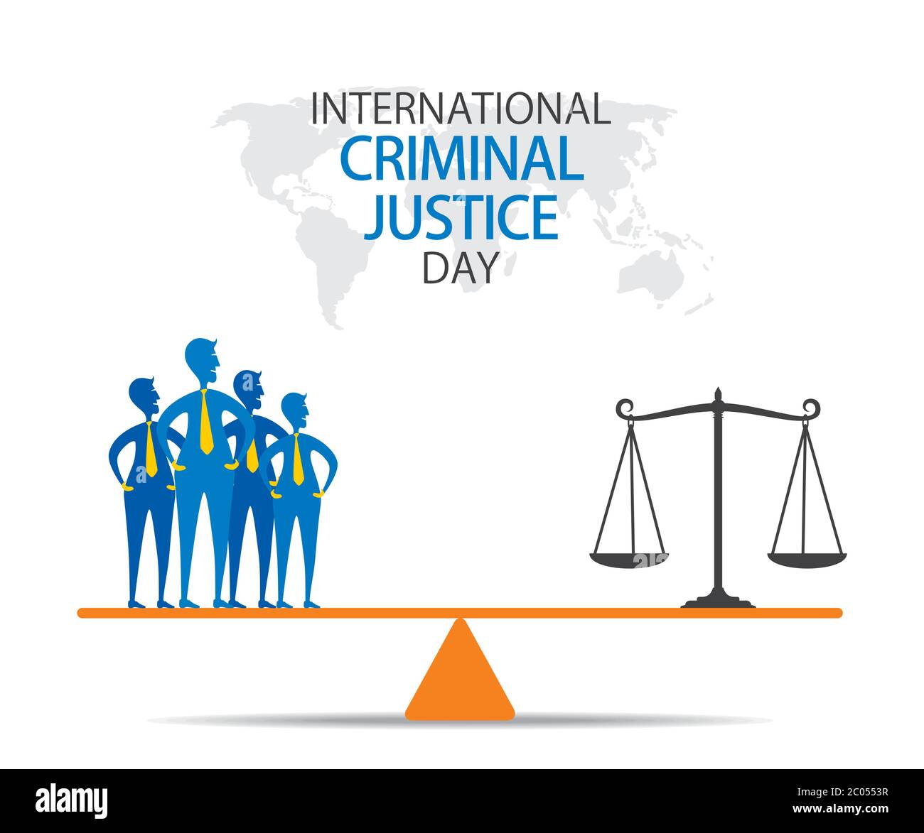 illustration vectorielle de la conception d'une affiche ou d'une bannière de la journée internationale de la justice pénale Illustration de Vecteur