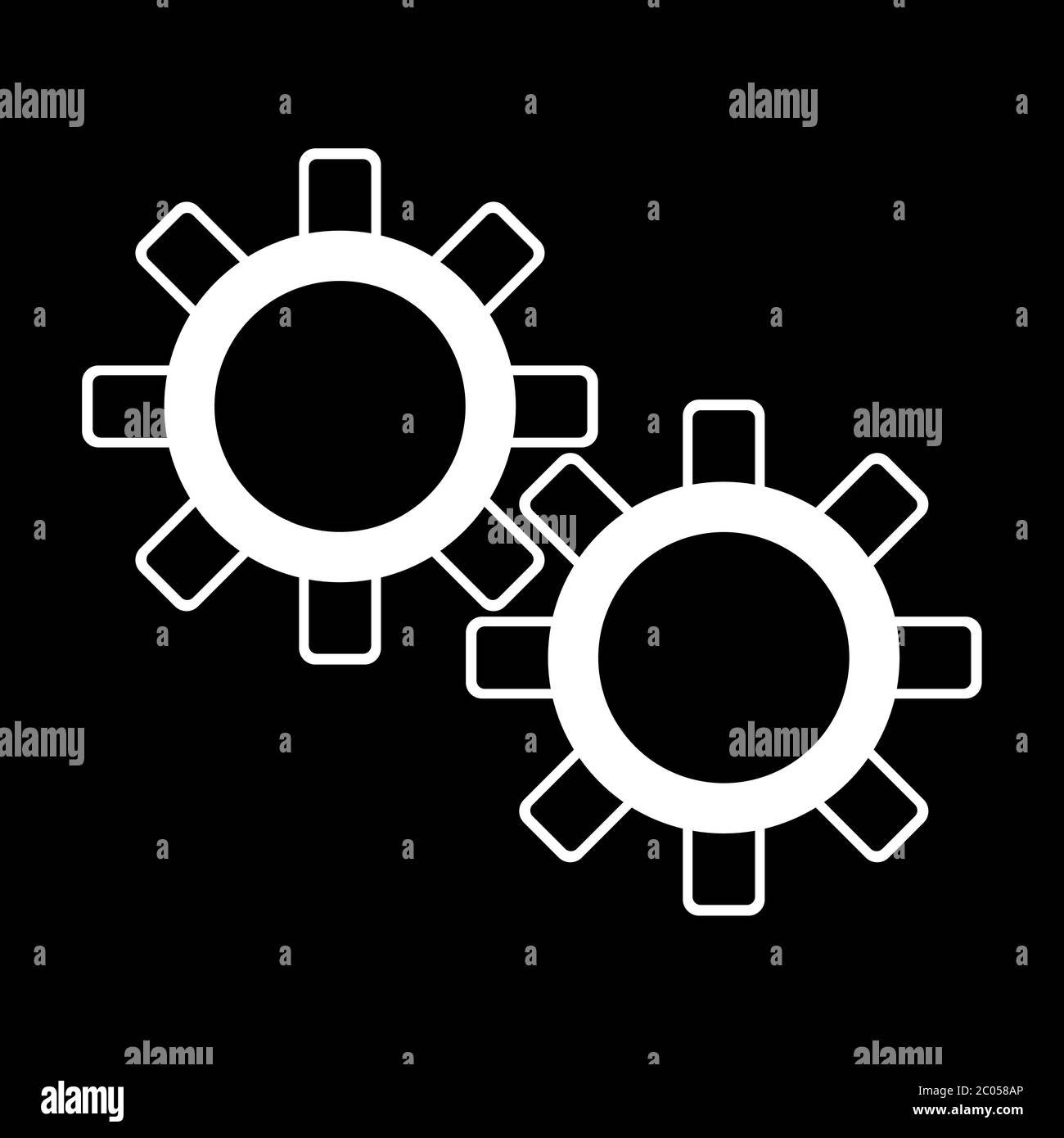 engrenages blancs sur fond noir Illustration de Vecteur