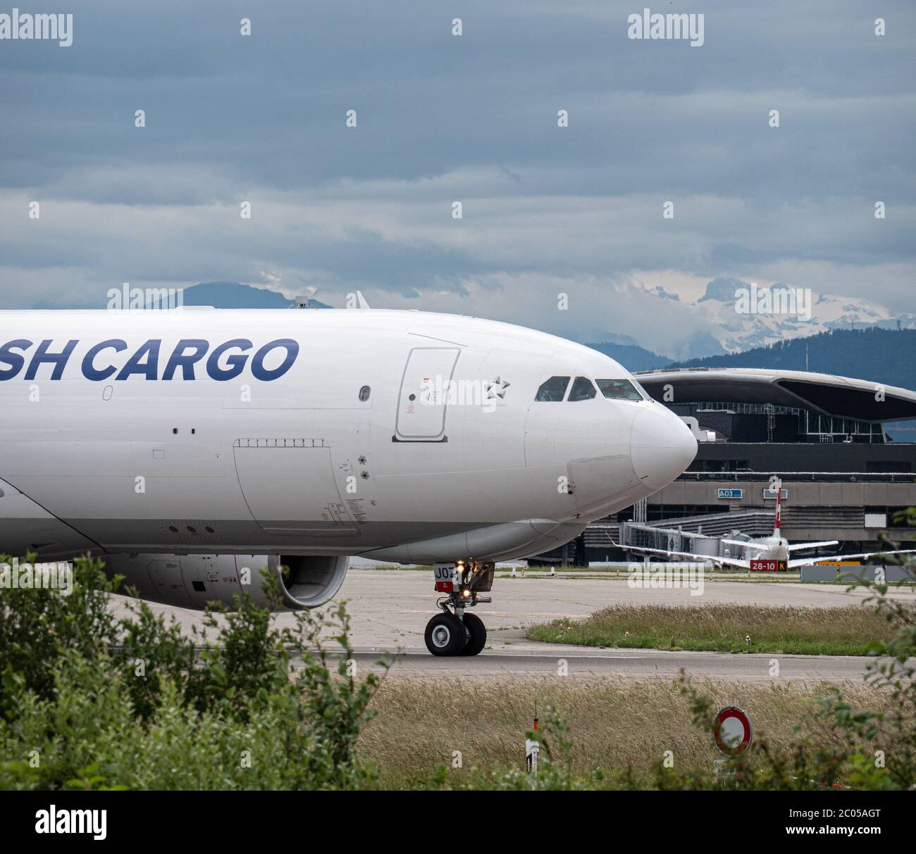 Transport en avion turc à ZRH Banque D'Images