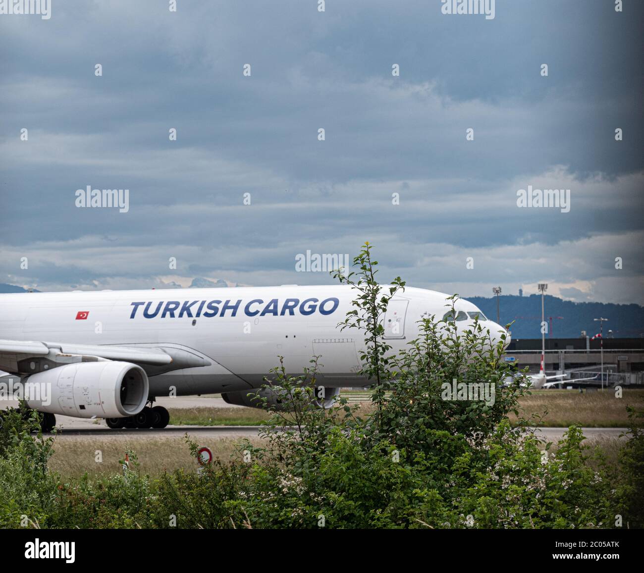 Transport en avion turc à ZRH Banque D'Images