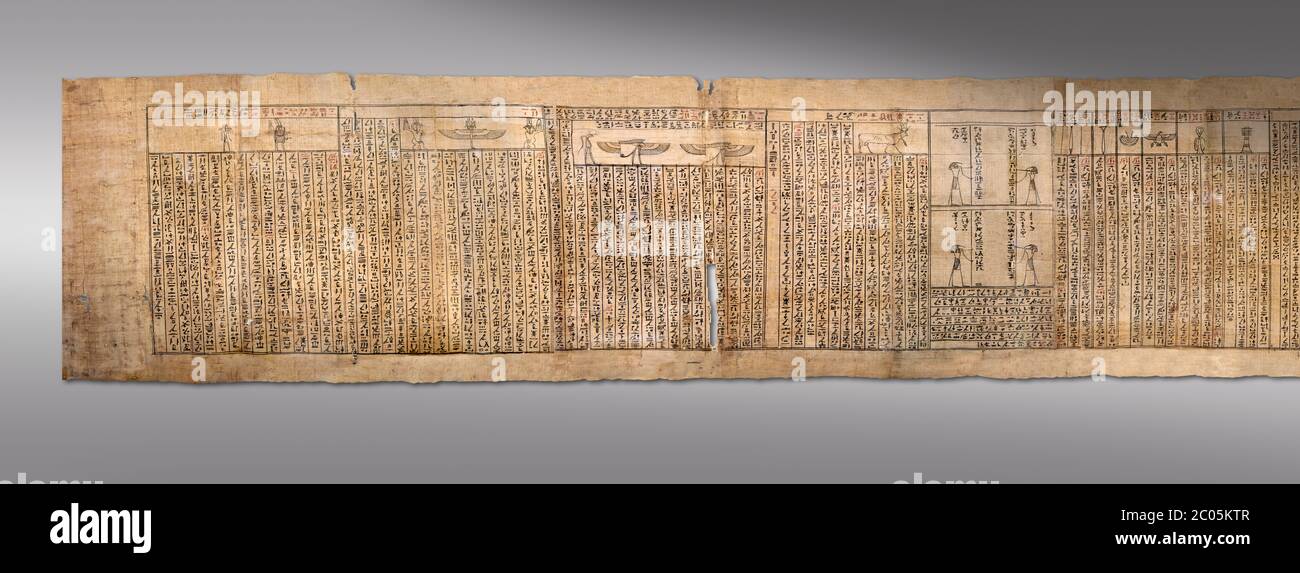 Livre égyptien antique des morts papyrus - Spell 126 - que dire dans le jugement devant Osiris, Livre des morts de Iufankh, période Ptolemaic (332- Banque D'Images