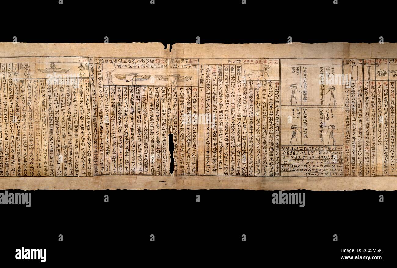 Livre égyptien antique des morts papyrus - Spell 126 - que dire dans le jugement devant Osiris, Livre des morts de Iufankh, période Ptolemaic (332- Banque D'Images
