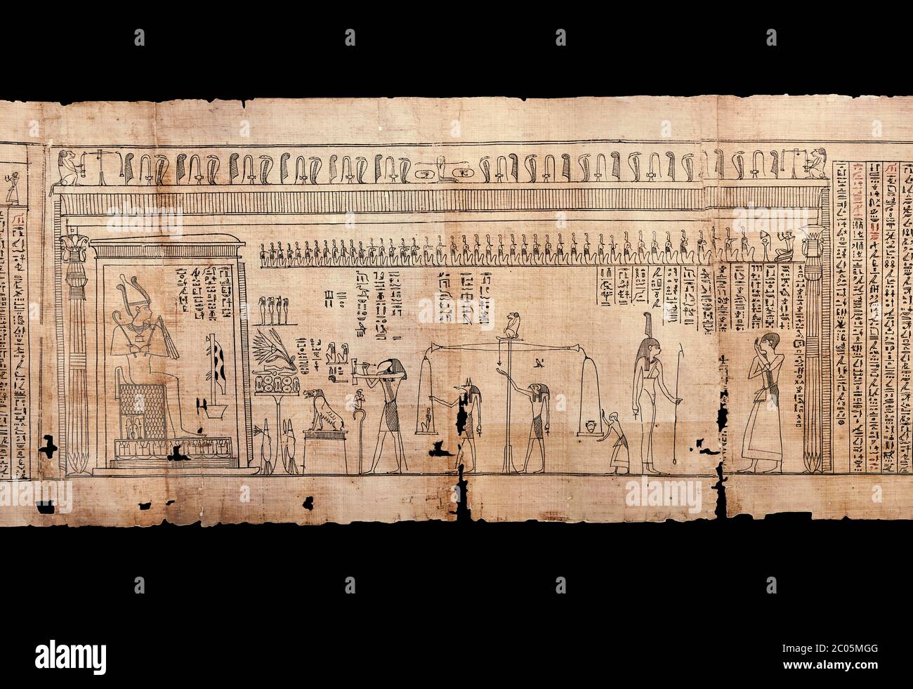 Livre égyptien antique des morts papyrus - Spell 126 - que dire dans le jugement devant Osiris, Livre des morts de Iufankh, période Ptolemaic (332- Banque D'Images