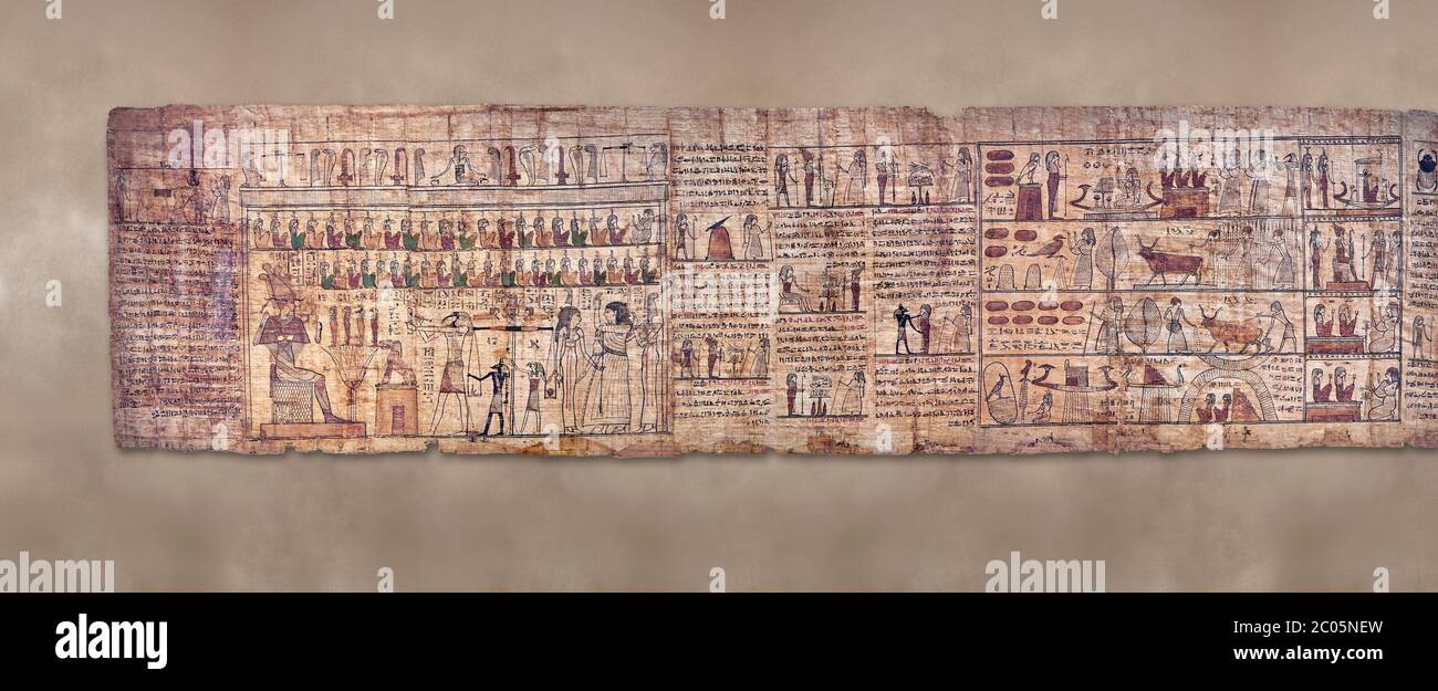 Livre égyptien antique du papyrus mort - période ptoléméenne (722-30BC).Musée égyptien de Turin. Banque D'Images