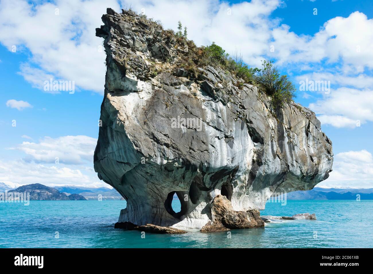 Sanctuaire des grottes de marbre, Chapelle de marbre sur le lac General Carrera, Puerto Rio Tranquilo, région d'Aysen, Patagonie, Chili Banque D'Images