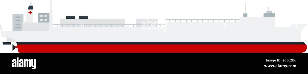 Navire sanitaire marin, icône de vecteur plat de navire d'hôpital Illustration de Vecteur