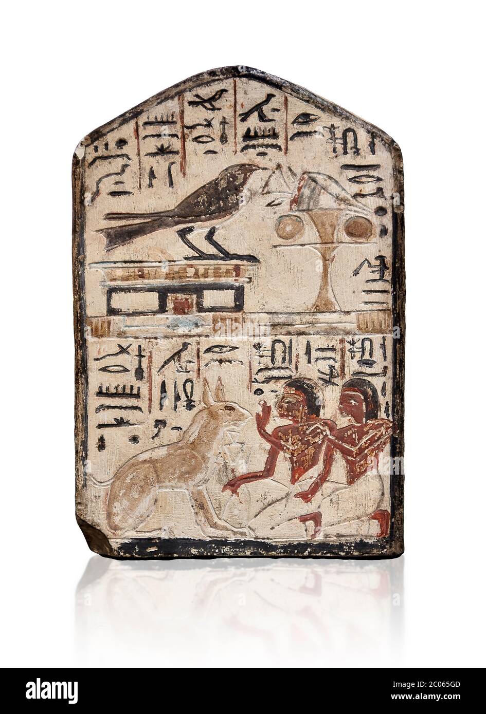 Stèle égyptienne antique dication à l'hirondelle et au chat par Nebra, calcaire, Nouveau Royaume, 19e dynastie, (1292-1190 av. J.-C.), Deir el-Medina, Muséu égyptien Banque D'Images