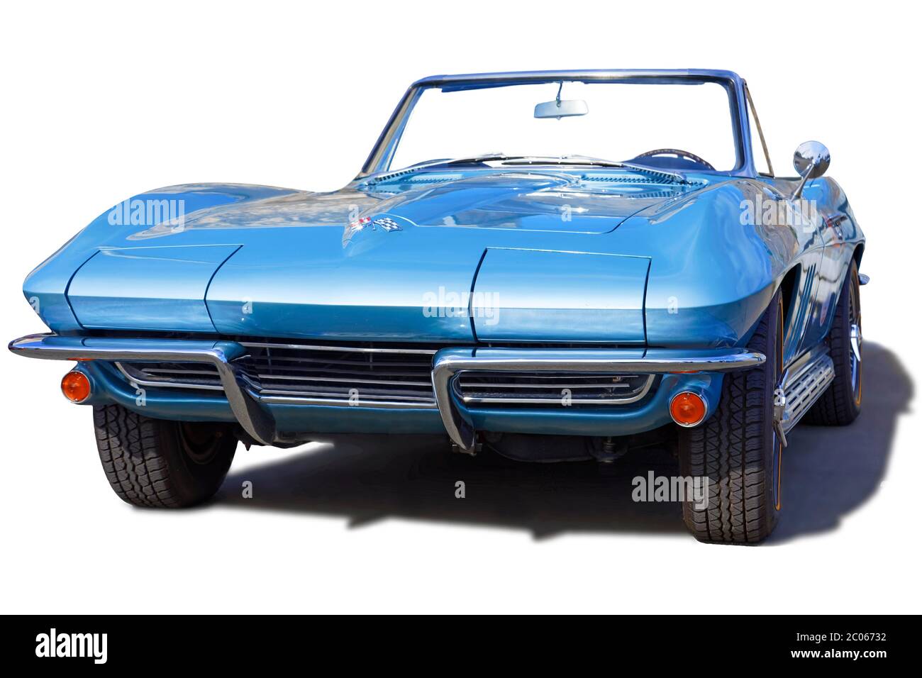 Blue Chevrolet Corvette Sting Ray Cabriolet, plus tard Stingray, type C2, 2e génération, roadster, cabriolet, cabriolet, année de construction 1965 Banque D'Images