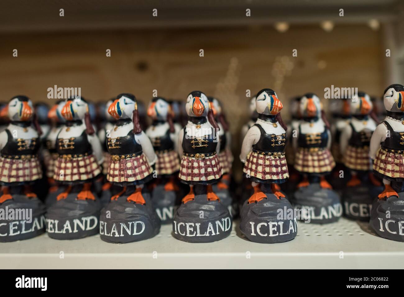 Puffin Figures, Geyser, Islande Banque D'Images