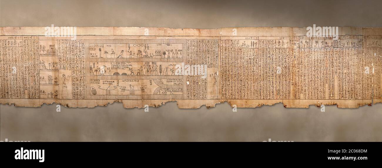 Livre égyptien antique des morts papyrus - Spell 105 pour avoir gratifié le défunt avec Ka, Livre des morts de Iufankh, période Ptolemaic (332-30BC).Tur Banque D'Images