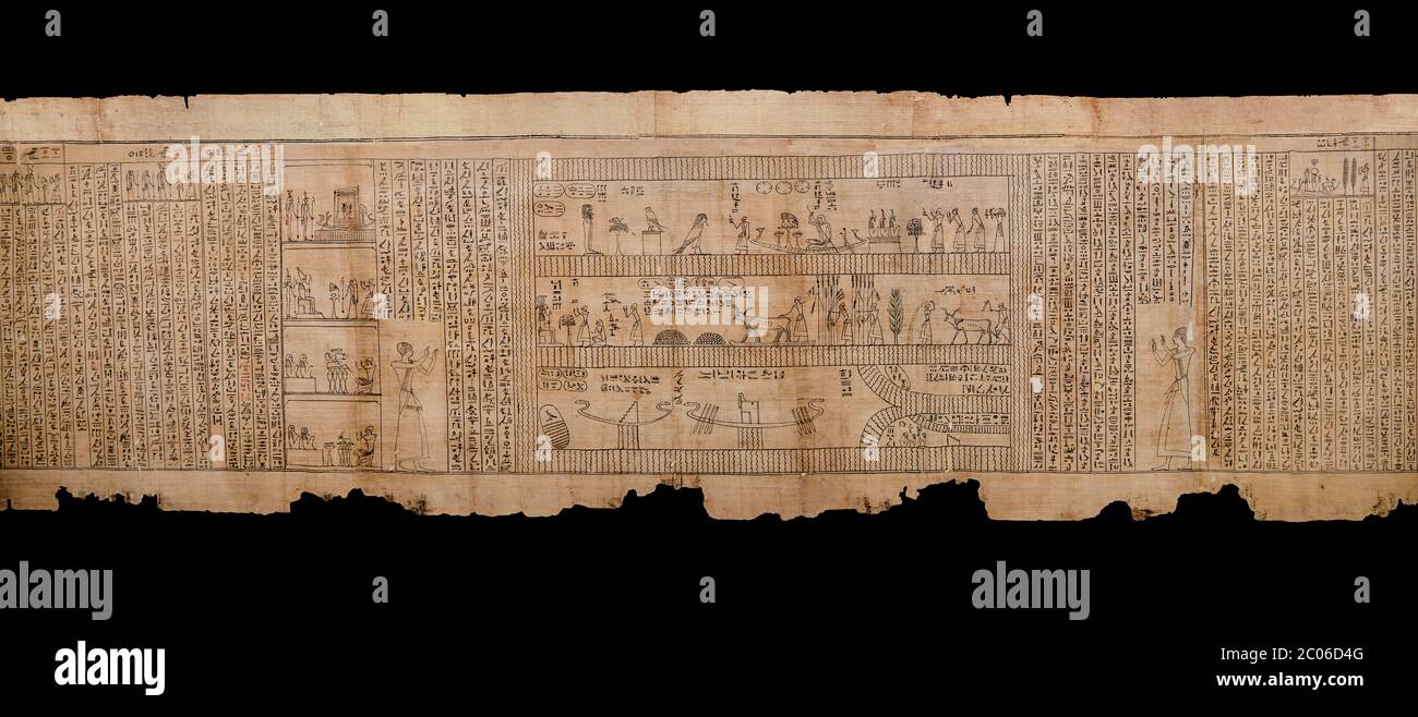 Livre égyptien antique des morts papyrus - Spell 105 pour avoir gratifié le défunt avec Ka, Livre des morts de Iufankh, période Ptolemaic (332-30BC).Tur Banque D'Images