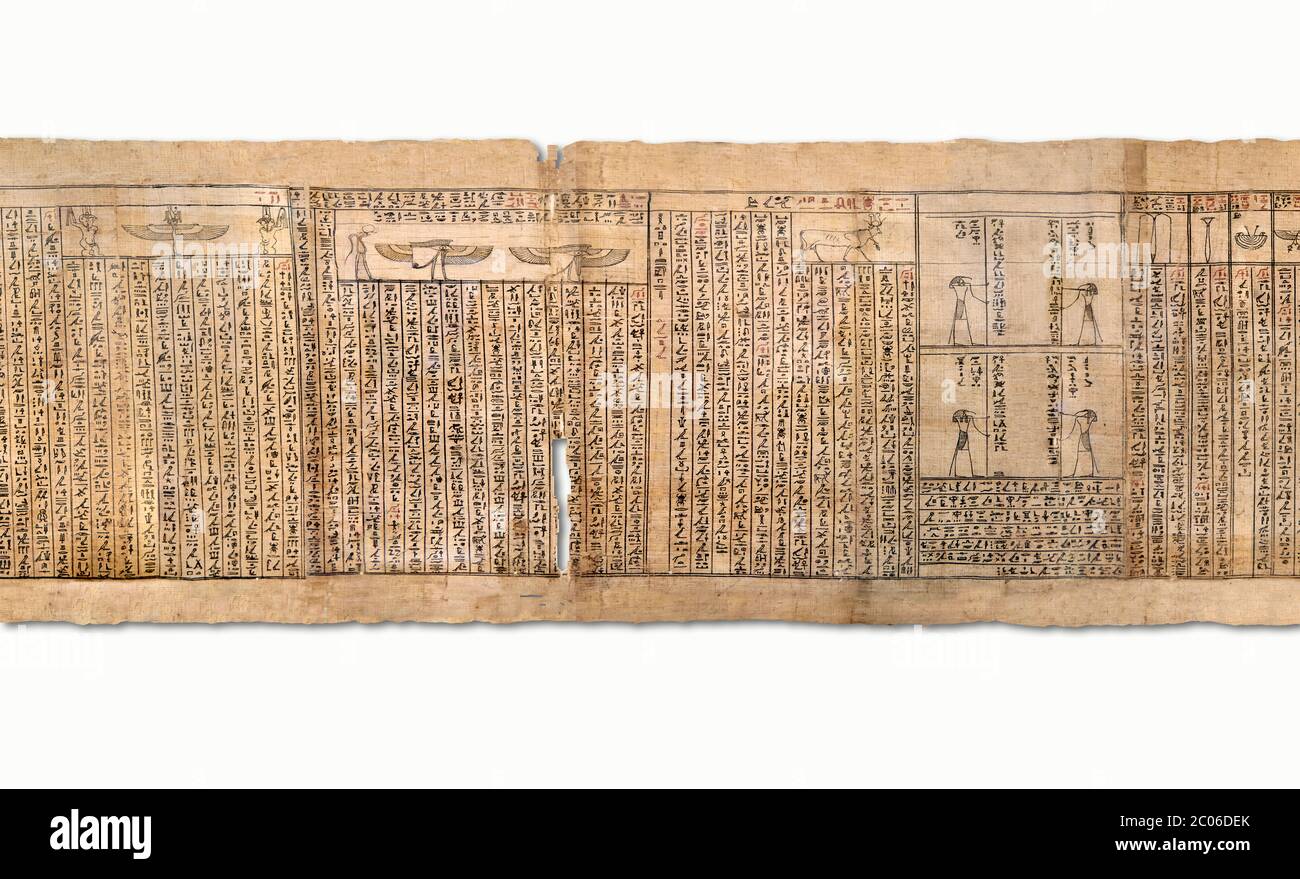 Livre égyptien antique des morts papyrus - Spell 126 - que dire dans le jugement devant Osiris, Livre des morts de Iufankh, période Ptolemaic (332- Banque D'Images