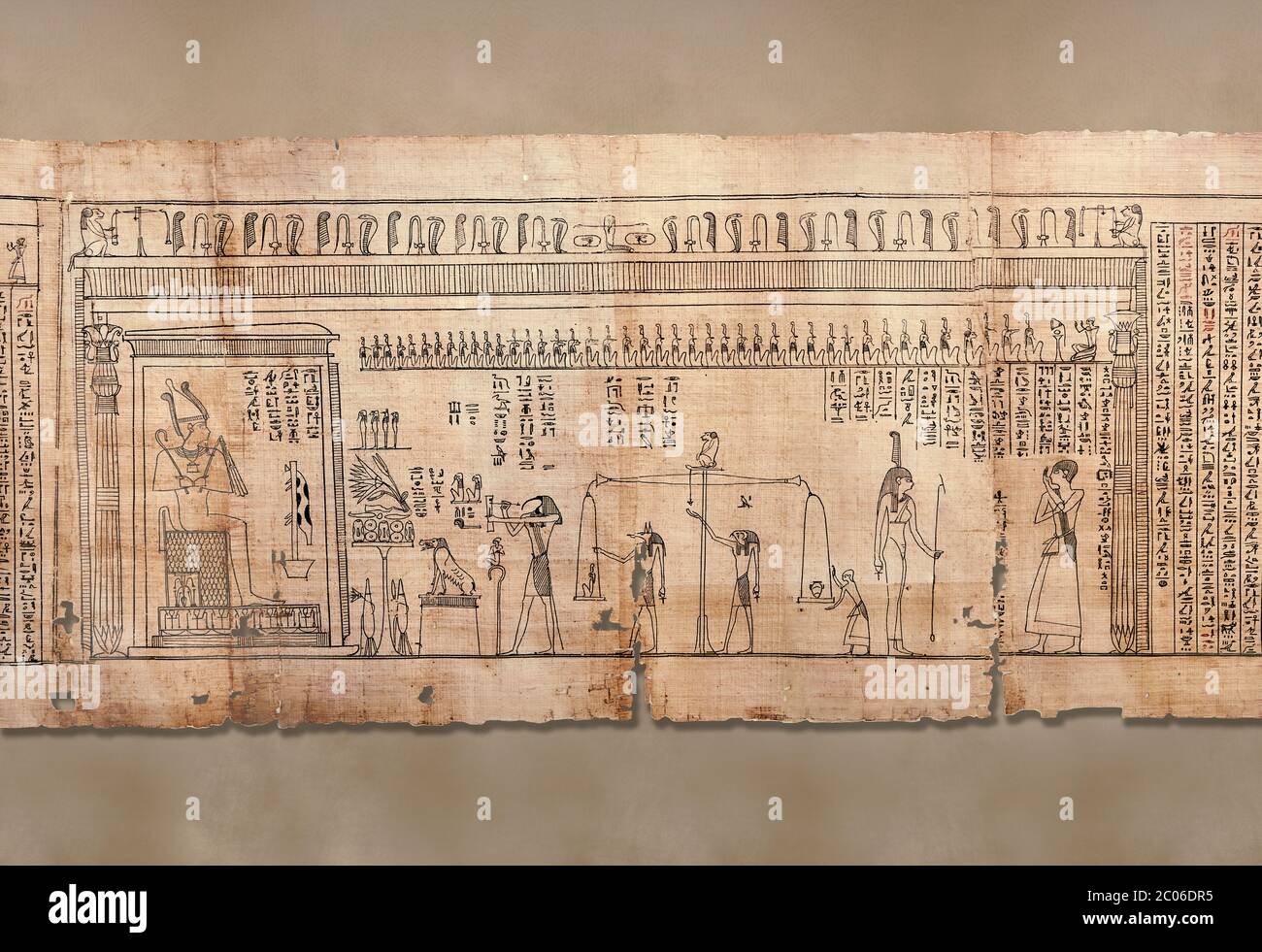 Livre égyptien antique des morts papyrus - Spell 126 - que dire dans le jugement devant Osiris, Livre des morts de Iufankh, période Ptolemaic (332- Banque D'Images
