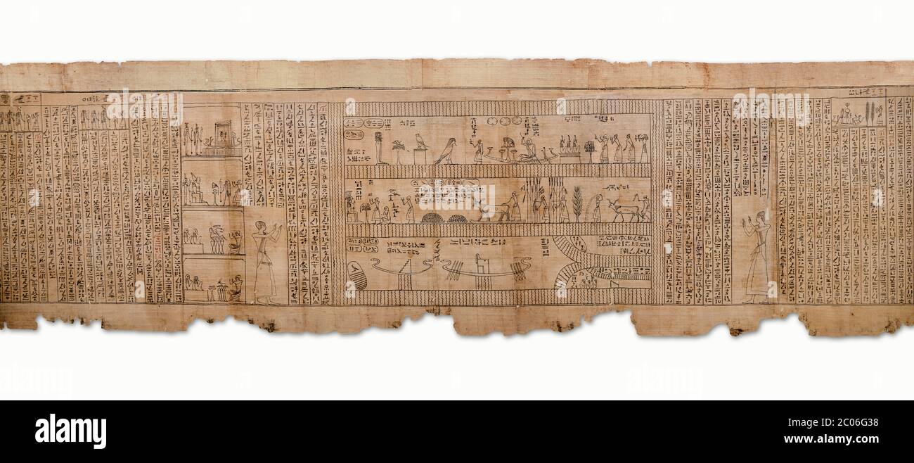 Livre égyptien antique des morts papyrus - Spell 105 pour avoir gratifié le défunt avec Ka, Livre des morts de Iufankh, période Ptolemaic (332-30BC).Tur Banque D'Images