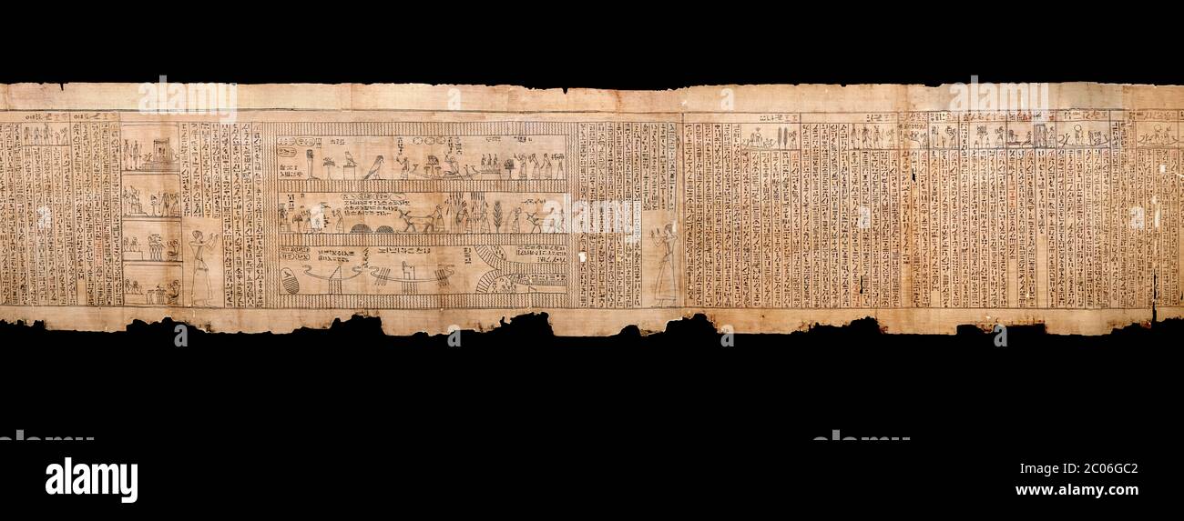 Livre égyptien antique des morts papyrus - Spell 105 pour avoir gratifié le défunt avec Ka, Livre des morts de Iufankh, période Ptolemaic (332-30BC).Tur Banque D'Images