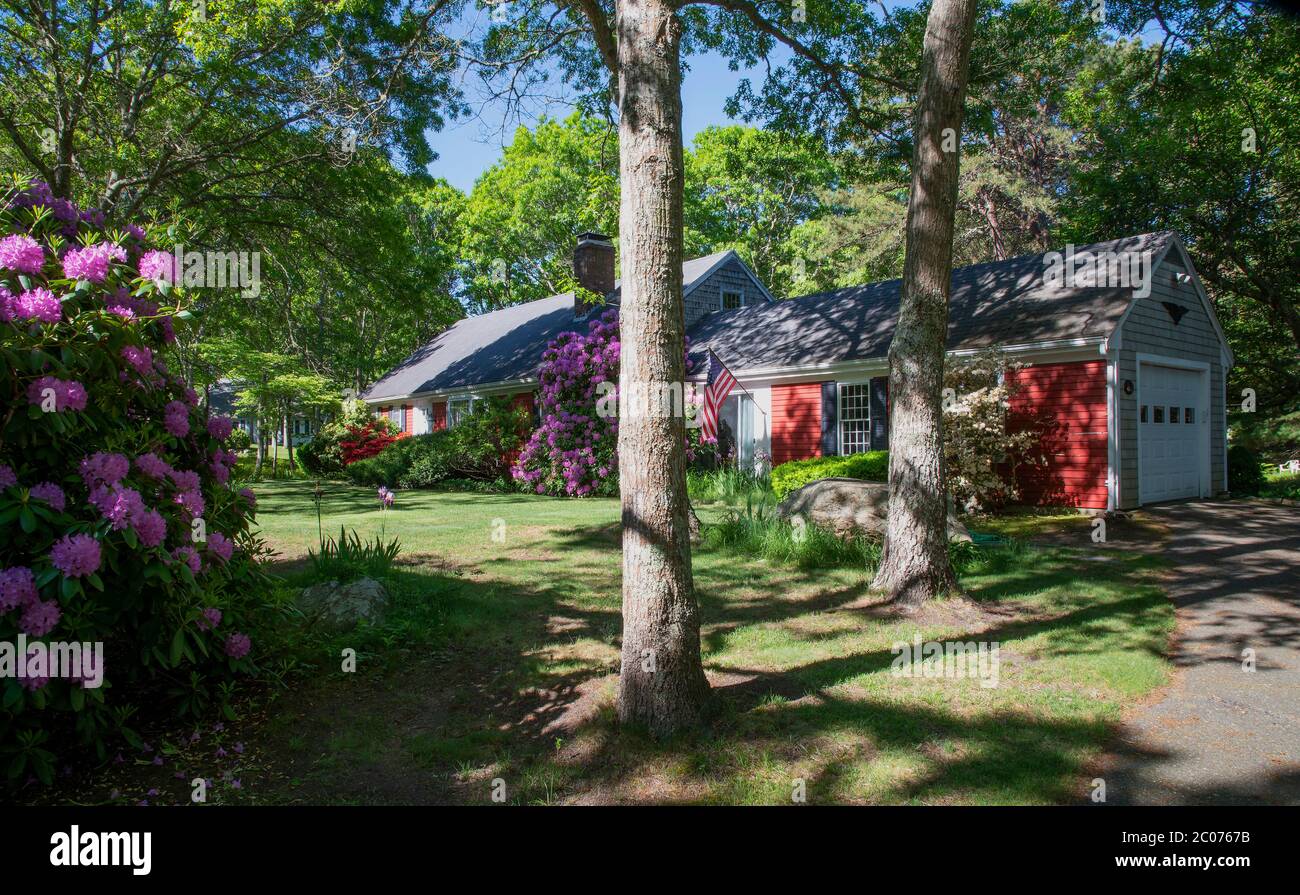 Une maison colorée sur Cape Cod, Massachusetts, États-Unis, un matin de printemps Banque D'Images