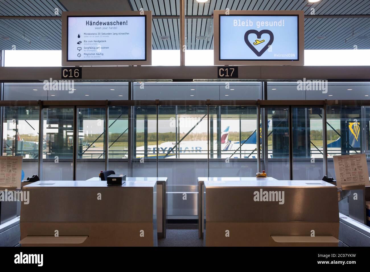 Nahezu vollständiges Erliegen des Personenflugverkehrs im Zusammenhang mit der Corona-Krise am Flughafen Köln/Bonn. Köln, 07.04.2020 Banque D'Images