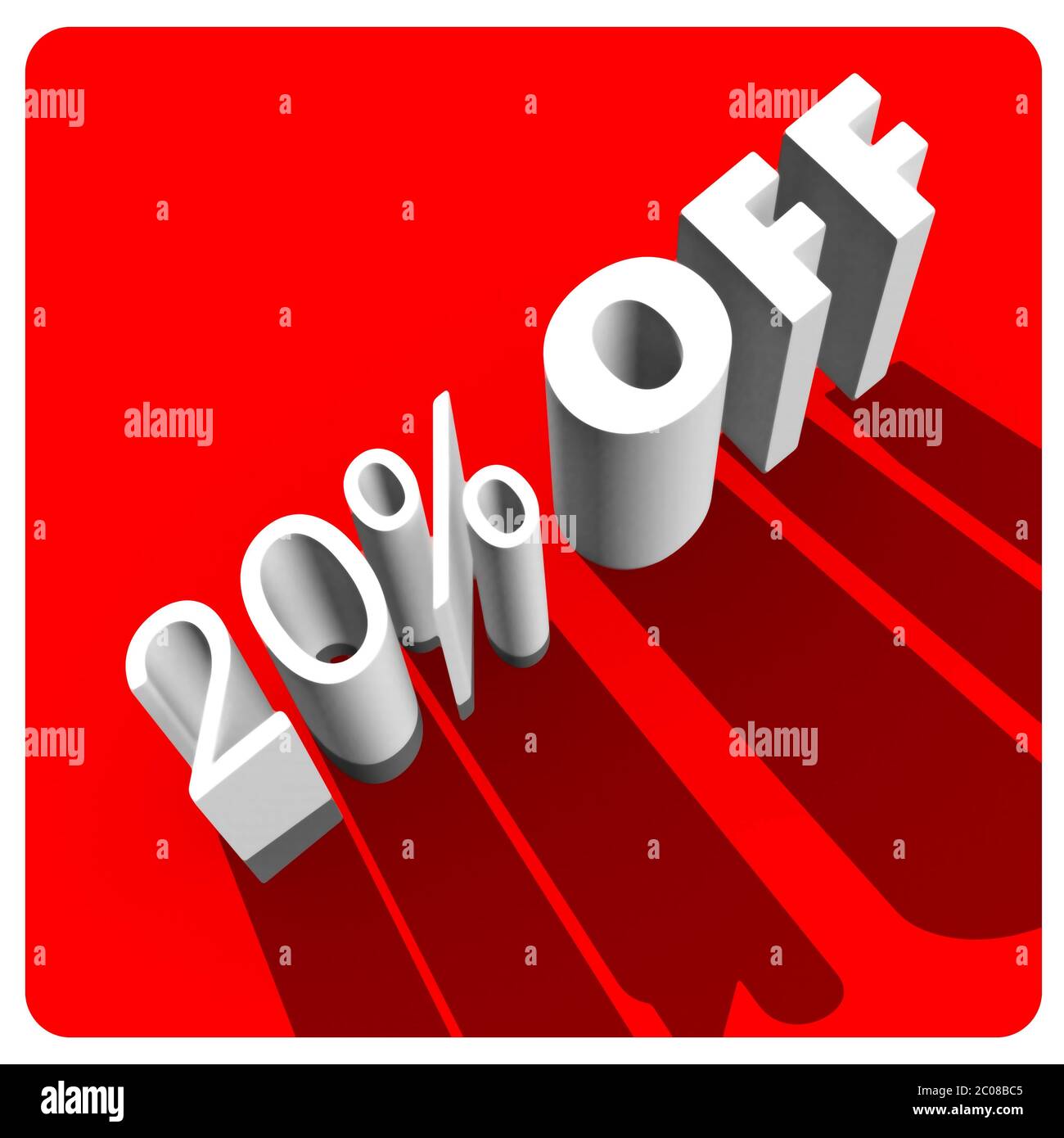 20 % de réduction sur les lettres 3d blanches Banque D'Images