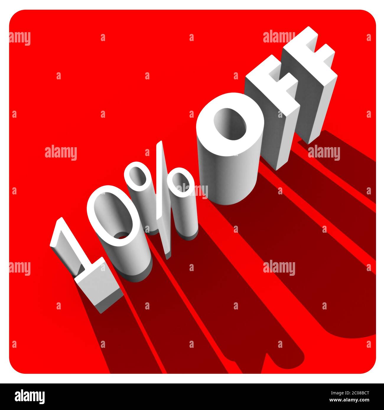 10 % de réduction sur les lettres 3d blanches Banque D'Images