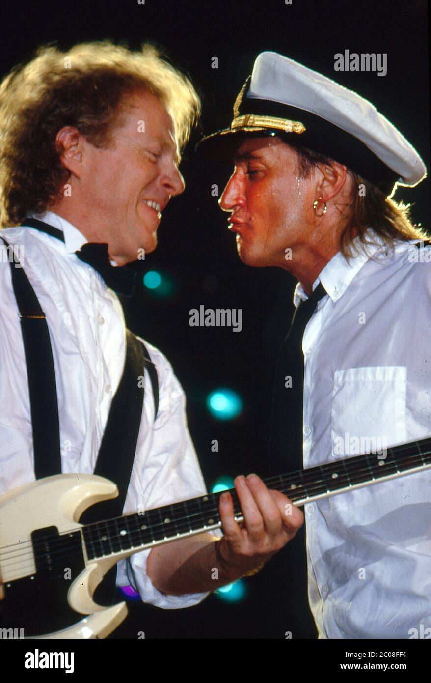 Rod Stewart en concert à Earl's court, Londres, le 19 septembre 1986 Banque D'Images