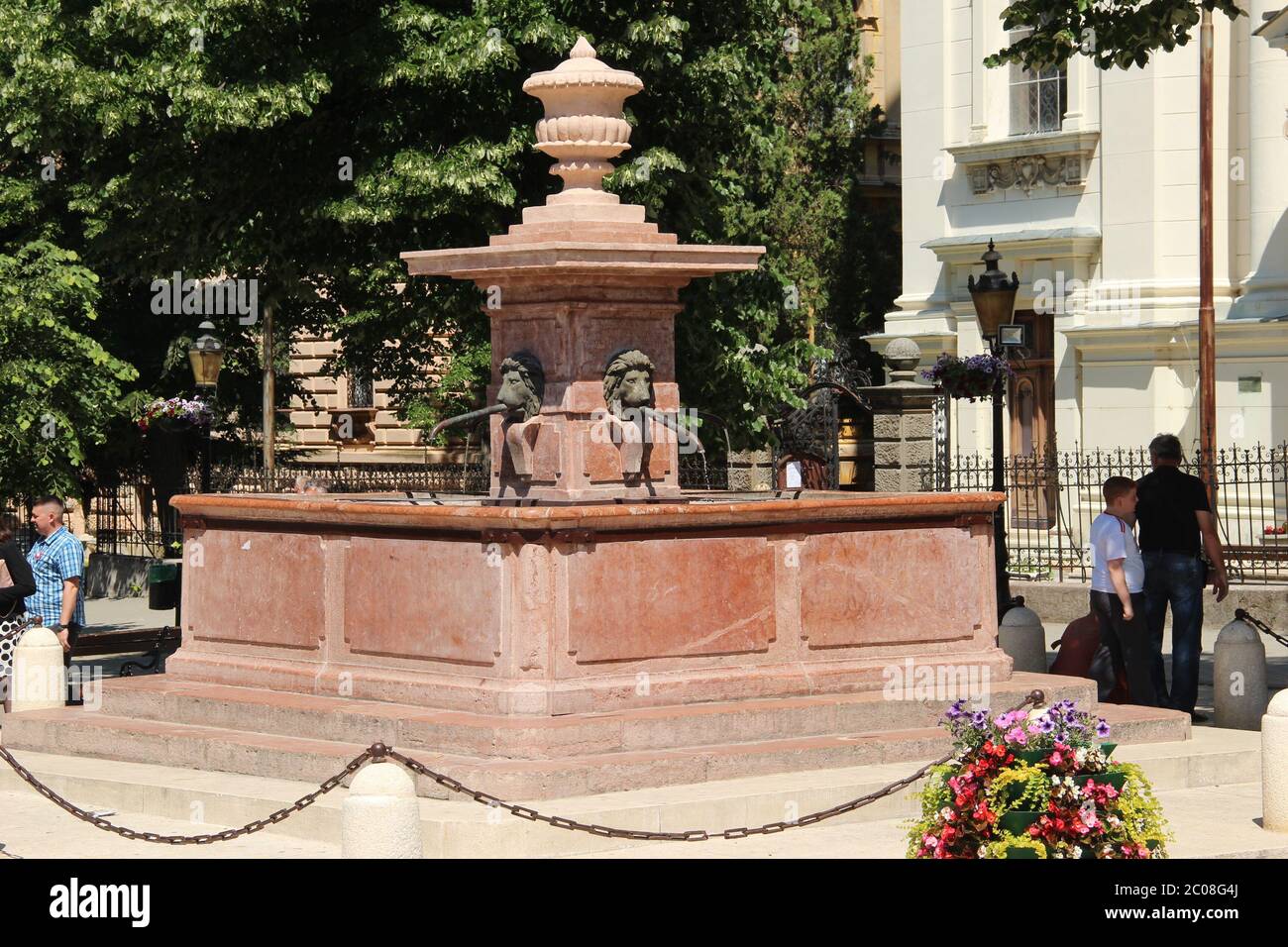 La fontaine des quatre lions à Sremski Karlovci, Serbie Banque D'Images