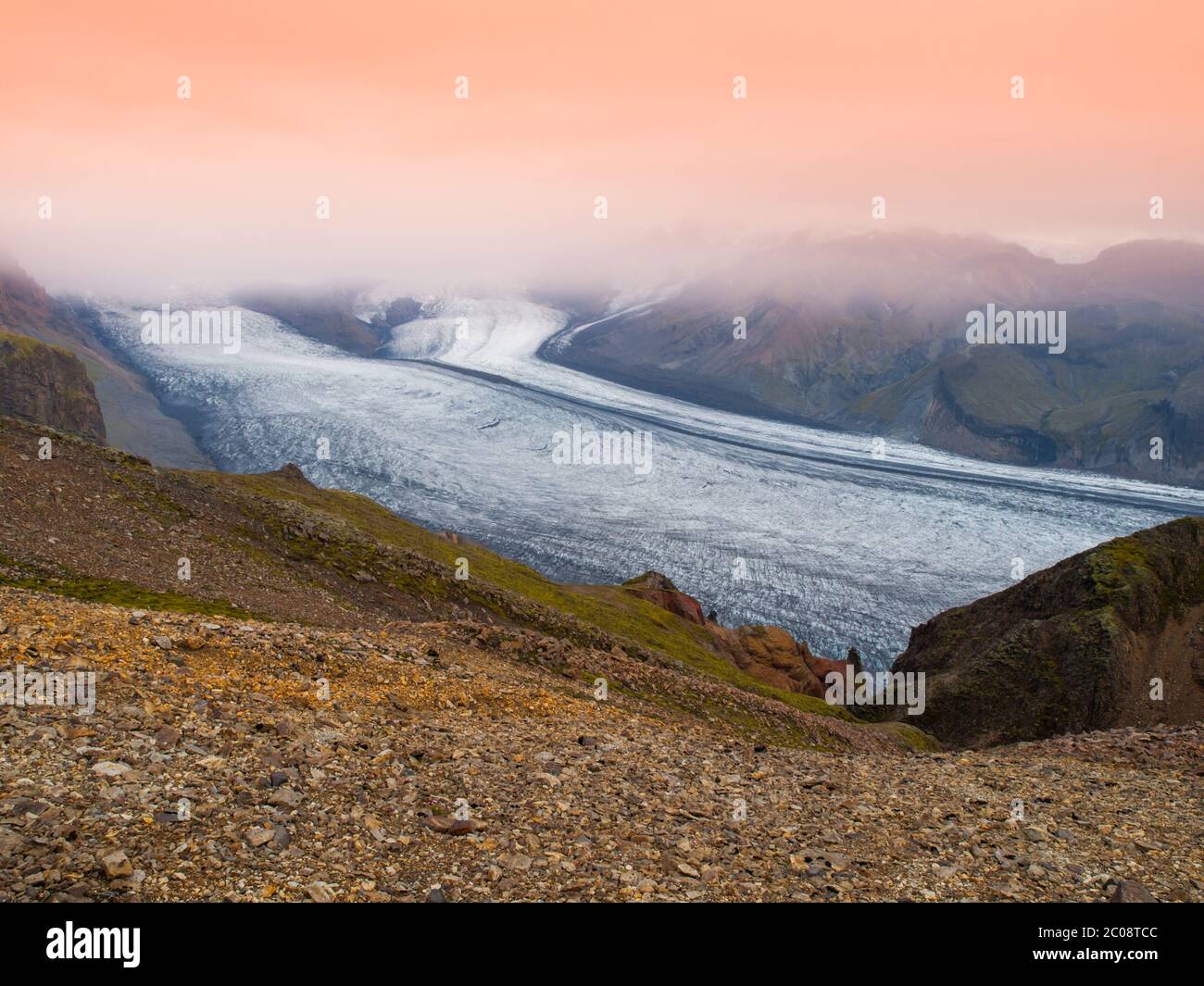 Glacier Skaftafell, Skaftafellsjokull dans le parc national de Vatnajokull, Islande Banque D'Images