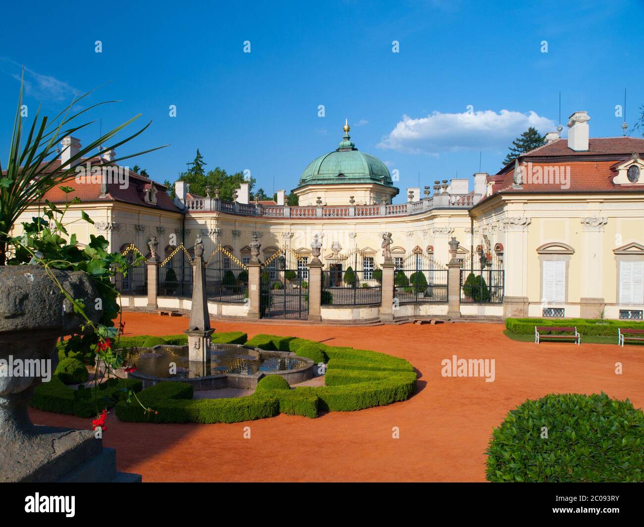 Jardins français du château baroque de Buchlovice, République tchèque Banque D'Images