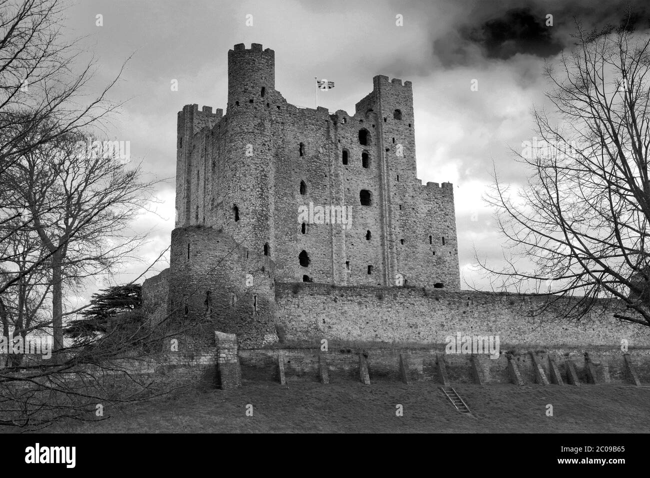 Vue d'été du château de Rochester, Rochester City, comté de Kent, Angleterre, Royaume-Uni Banque D'Images