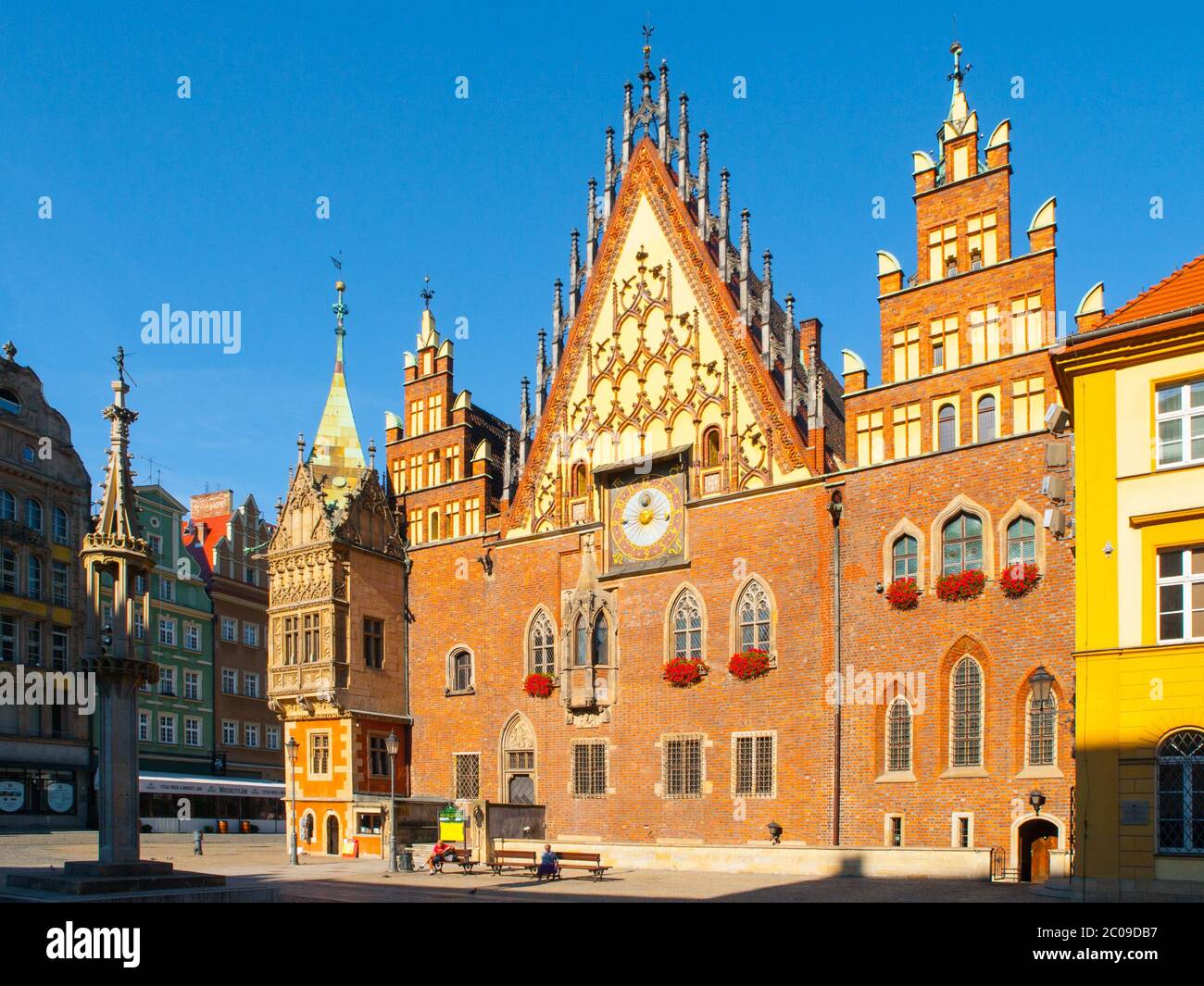 L'ancien hôtel de ville de Wroclaw sur la place du marché, Pologne. Banque D'Images