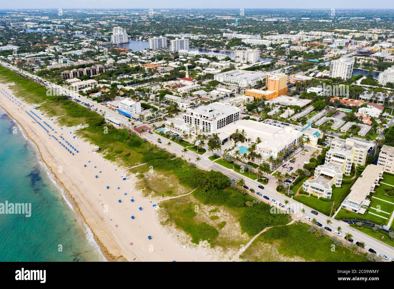 Photo de drone aérien Delray Beach Florida réouverture pendant la pandémie de coronavirus Covid 19 Banque D'Images