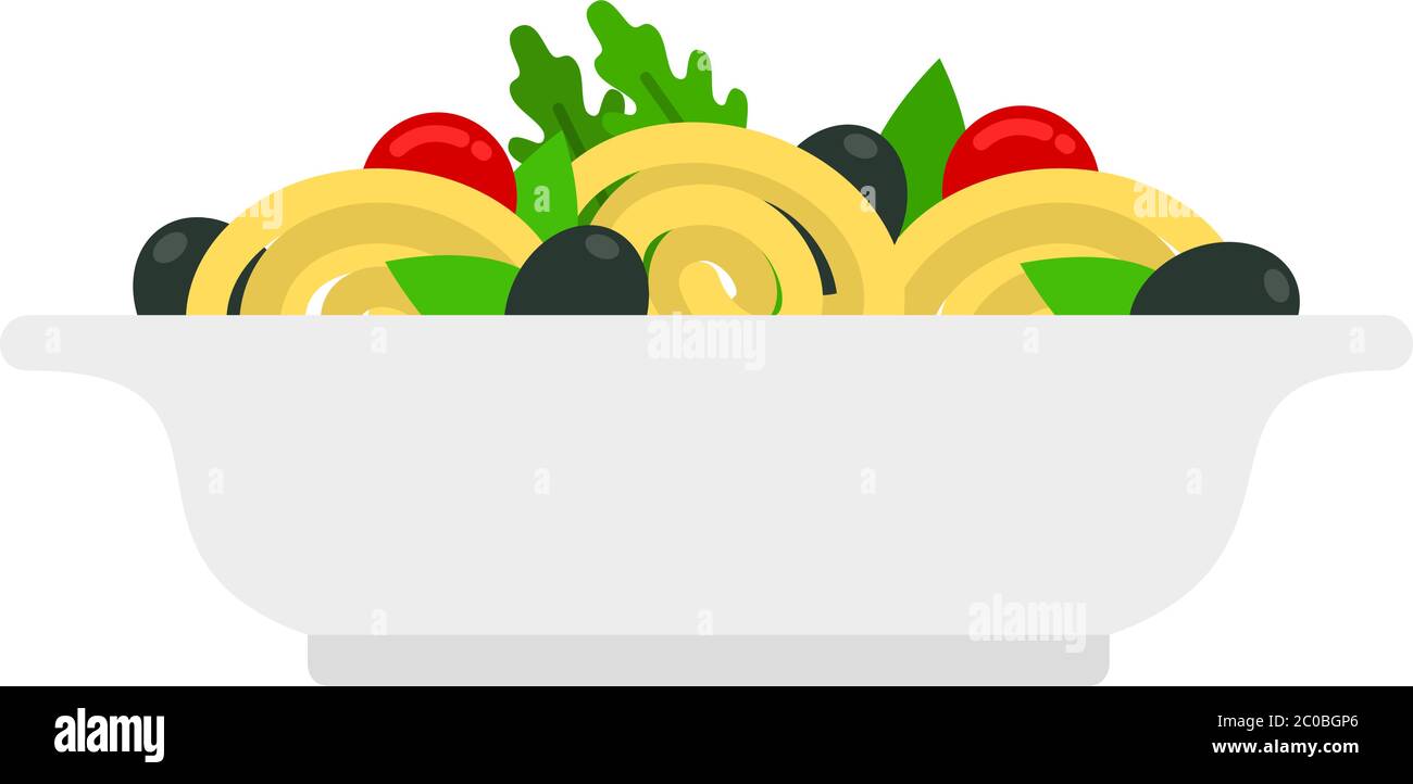 Spaghetti aux légumes dans une plaque vecteur plat isolée Illustration de Vecteur