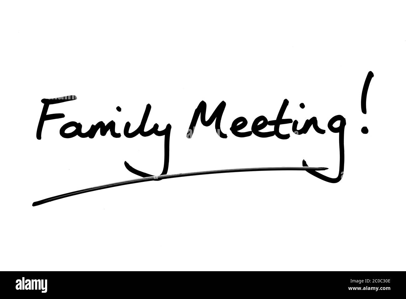 Réunion de famille ! manuscrit sur fond blanc. Banque D'Images