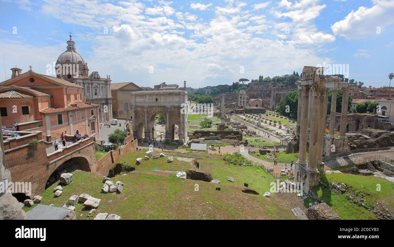 Forum romain de Rome, vue panoramique Banque D'Images