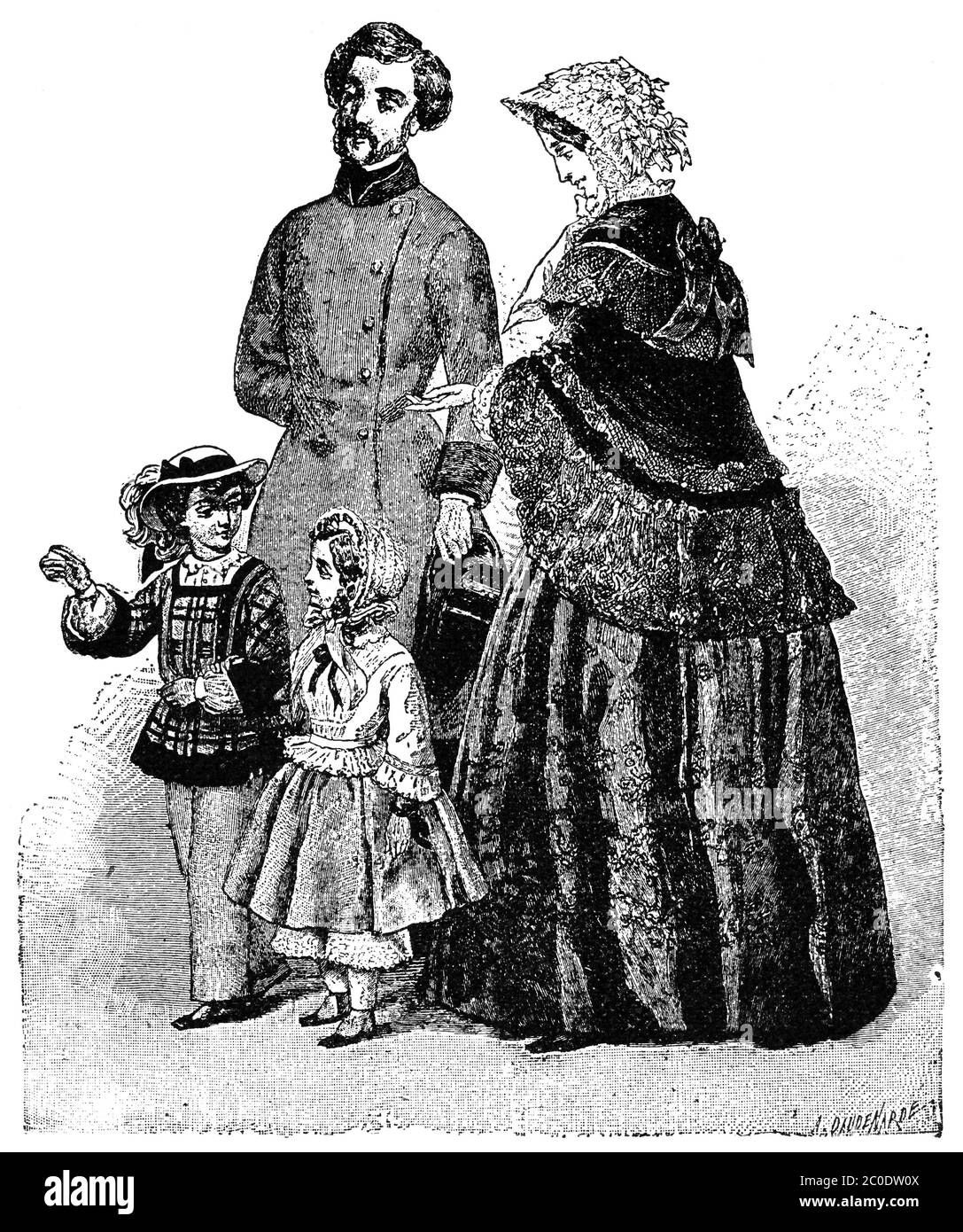 Vêtements décontractés, 1852. Illustration du XIXe siècle. Fond blanc. Banque D'Images