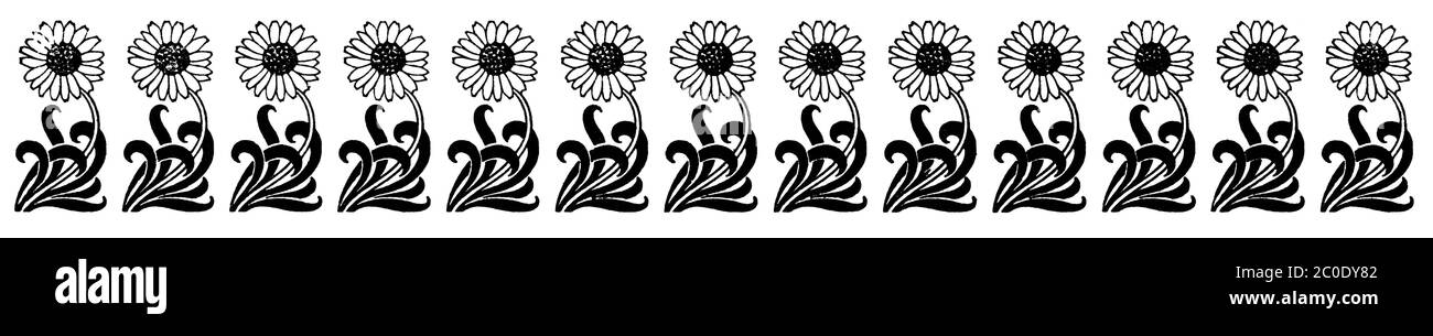 Décoration de fleur abstraite, séparateur de chapitre dans un livre. Illustration du XIXe siècle. Fond blanc. Banque D'Images